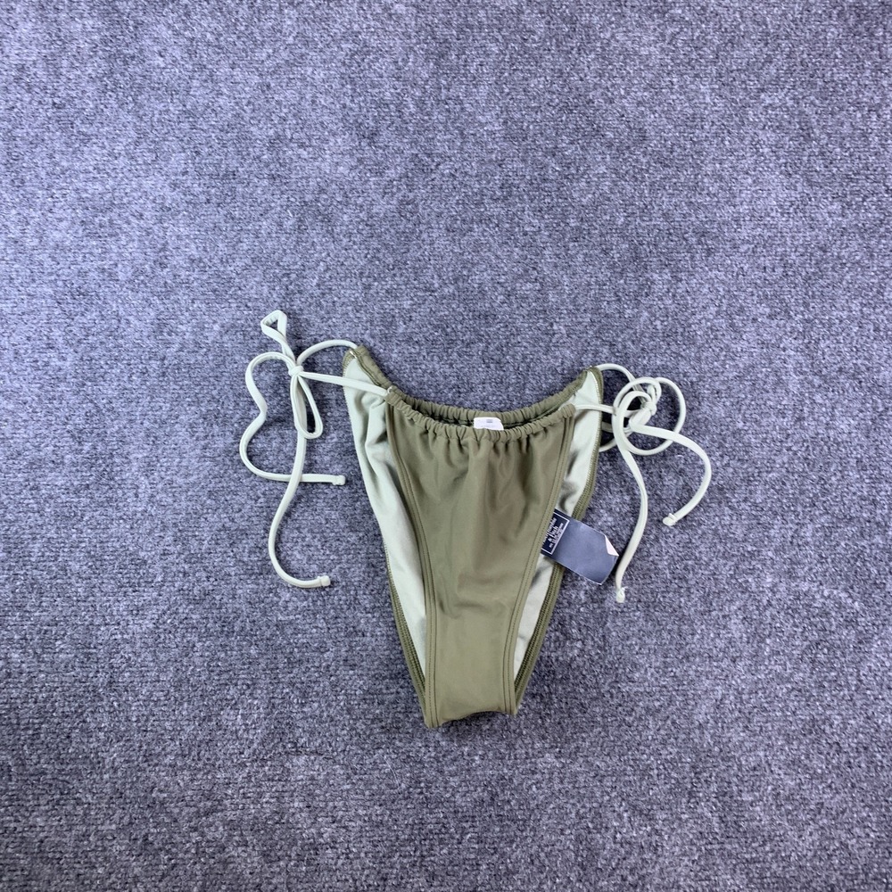 Abercrombie & Fitch Bikini Bottom Womens L Olive NWT High Leg Cheeky Tie-Side